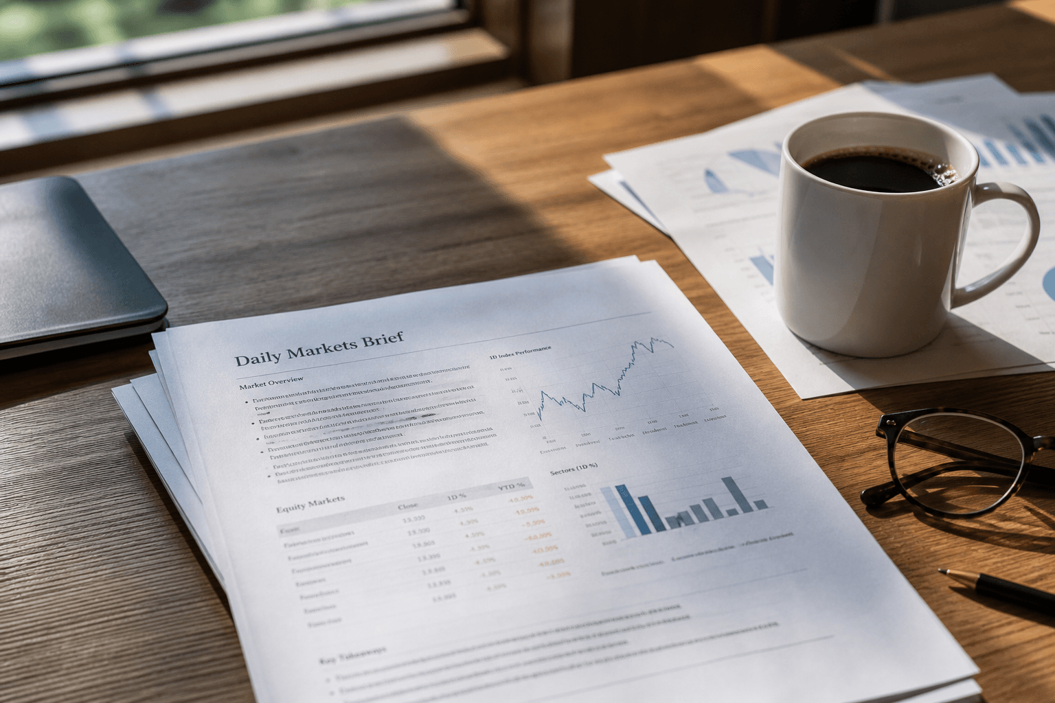 Printed research brief on the desk